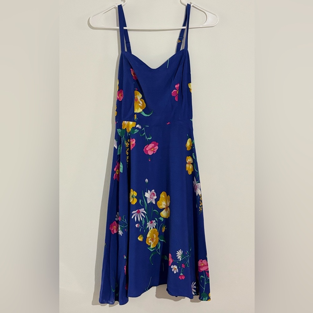 Old Navy Royal Blue Floral Spaghetti-Strap Mini Dress - Size XS - Picture 2 of 4
